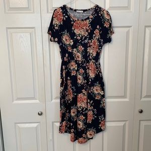 Beautiful flower midi dress with pockets s/m